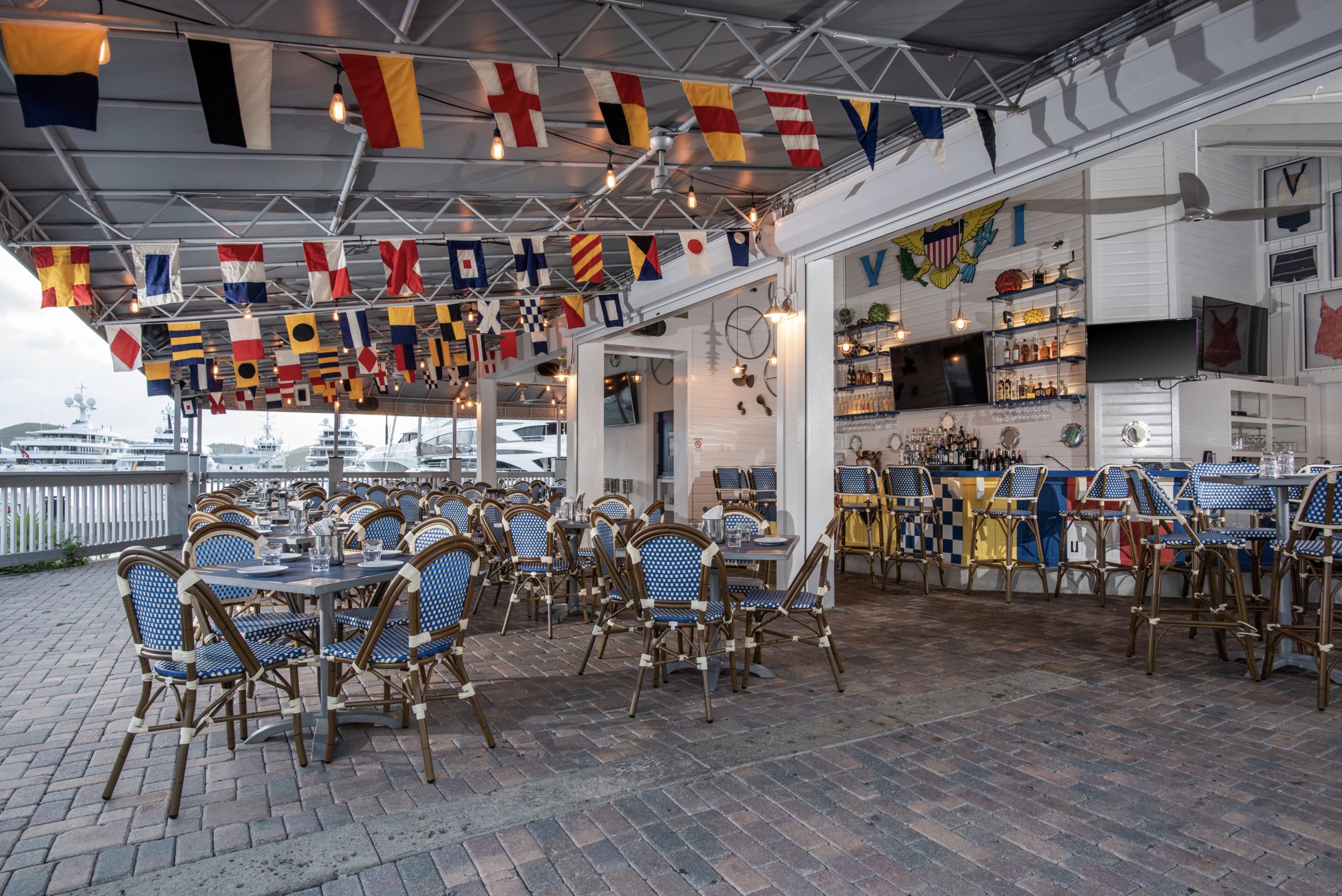 Navy Beach St. Thomas interior with view of boats